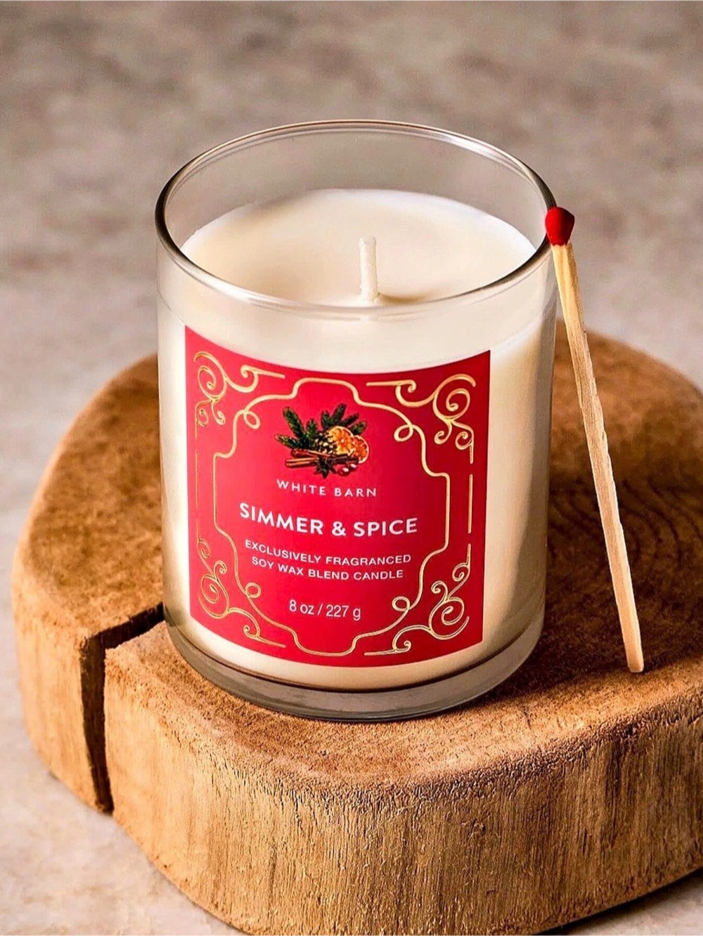 ✴️New✴️White Barn Simmer & Spice Single Wick Candle